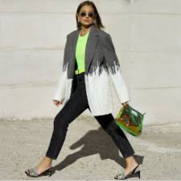 Two Tone Micro Herringbone Cable Knit Jacket Oversized Medium Margiela esque - Picture 6 of 7